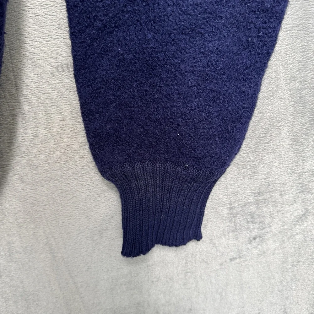 Vintage The North Face Sweater Mens Medium Navy Blue Wool 1/4‎ Zip Mock Neck 90s